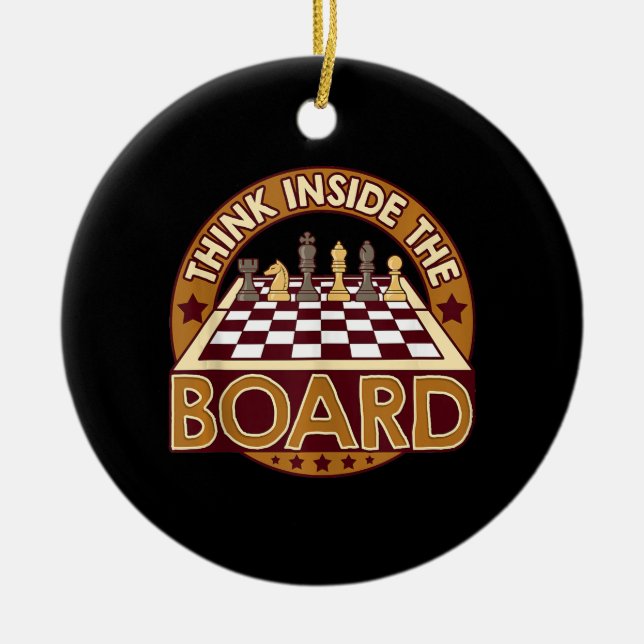 ChessBoard Quote Chess Player Thinking Game Board Ceramic Ornament (Front)