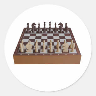 Chessboard with chessmen classic round sticker