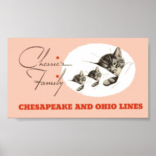 Chessie the Railroad Kitten and her chilren Poster