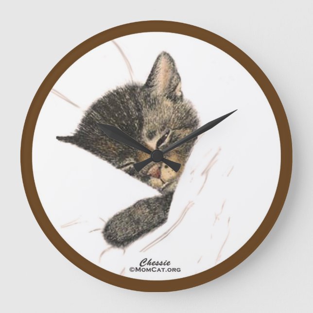 Chessie the Sleeping Kitten Wall Clock (Front)