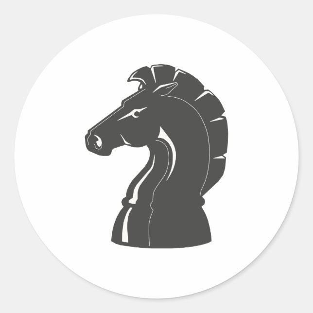 Chessmaster Player Black Horse Classic Round Sticker (Front)
