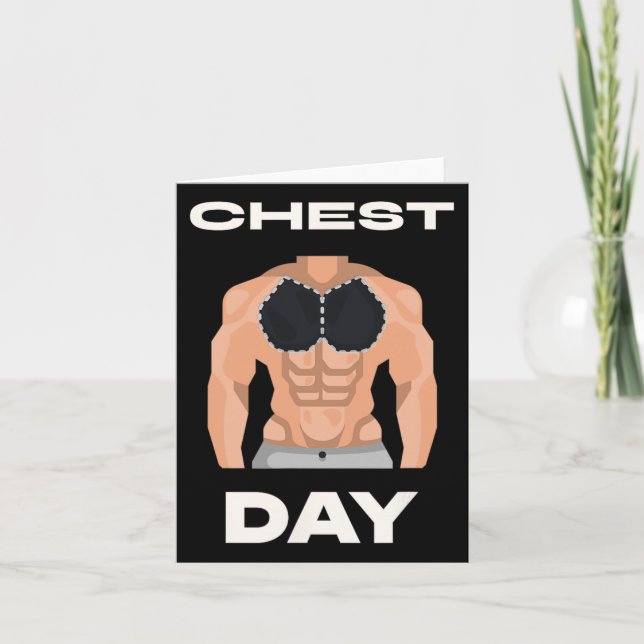 Chest Day Bench Press Pecs Bodybuilding  Card (Front)