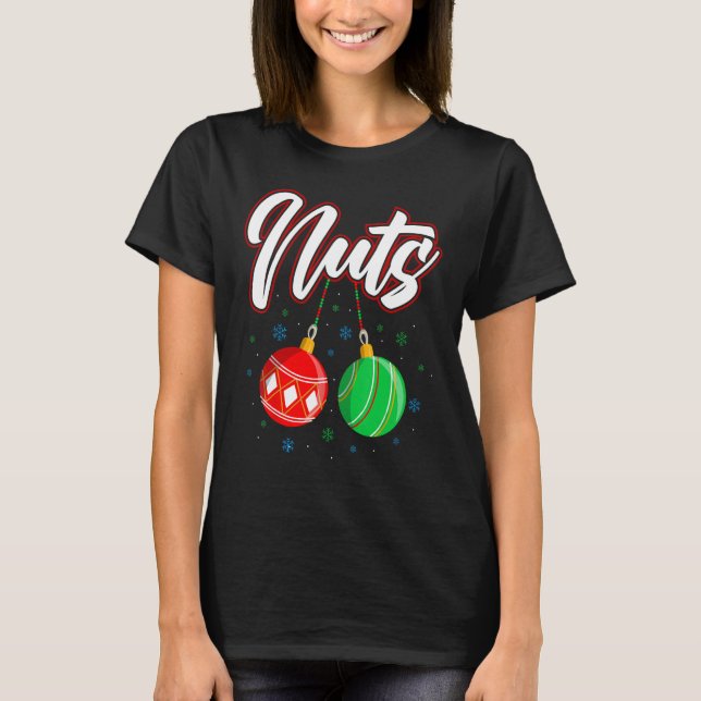 Chest Nuts Christmas  Funny Matching Couple Chestn T-Shirt (Front)