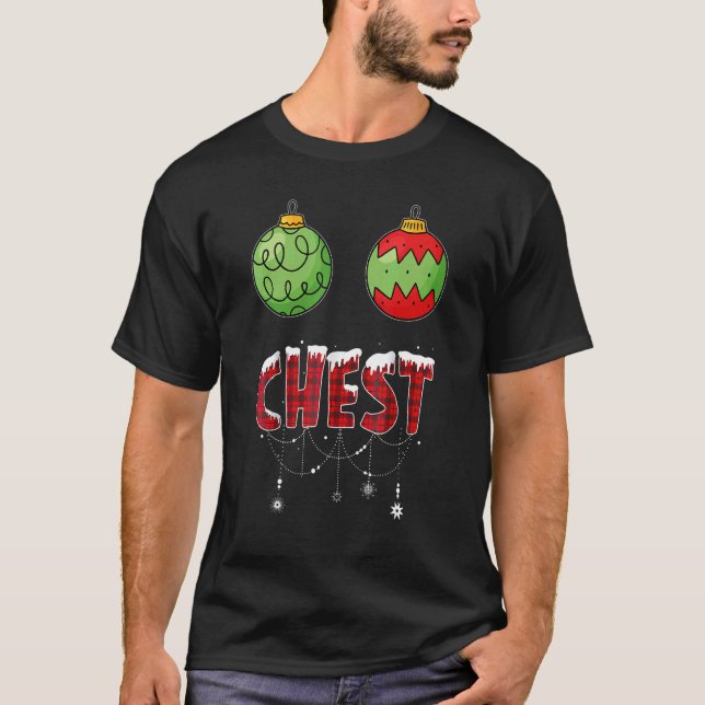 Chest Nuts Christmas  Matching Couple Chestnuts T-Shirt (Front)