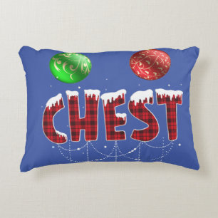 Chest Nuts Christmas Red Plaid Matching Couple Che Decorative Cushion