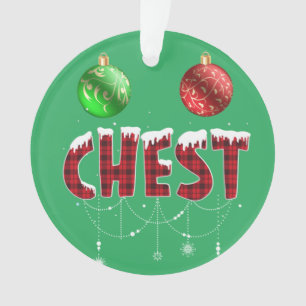 Chest Nuts Christmas Red Plaid Matching Couple Che Ornament