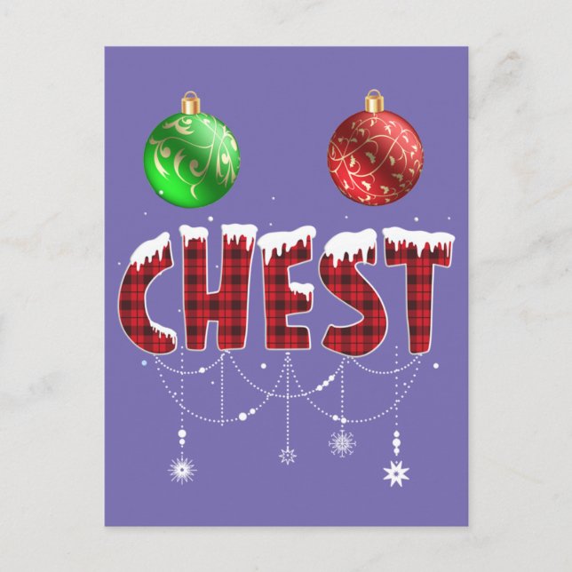Chest Nuts Christmas Red Plaid Matching Couple Che Postcard (Front)