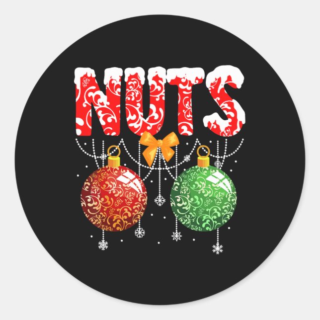 chest nuts christmas t shirt matching couple chest classic round sticker (Front)