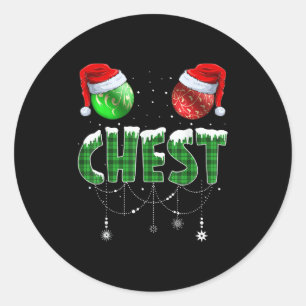 Chest Nuts Christmas T Shirt Matching Couple Chest Classic Round Sticker