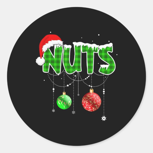 Chest Nuts Fun Matching Chestnuts Christmas Couple Classic Round Sticker (Front)