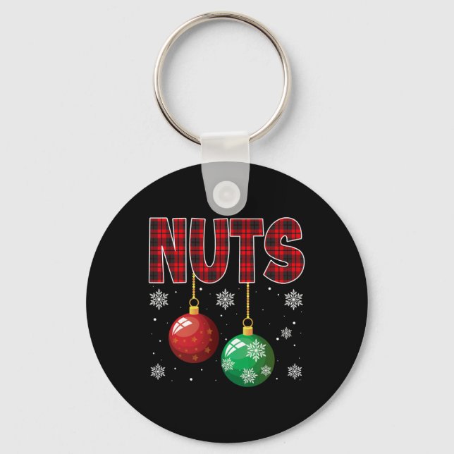 Chest Nuts Matching Chestnuts Fun Christmas Couple Key Ring (Front)