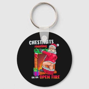 Chest Nuts Roasting Funny Naughty Santa Dirty Food Key Ring
