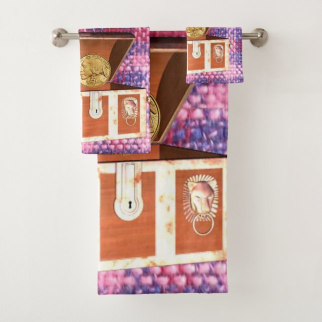 Chest Pink Plaid Bathroom Towel Sets (Insitu)