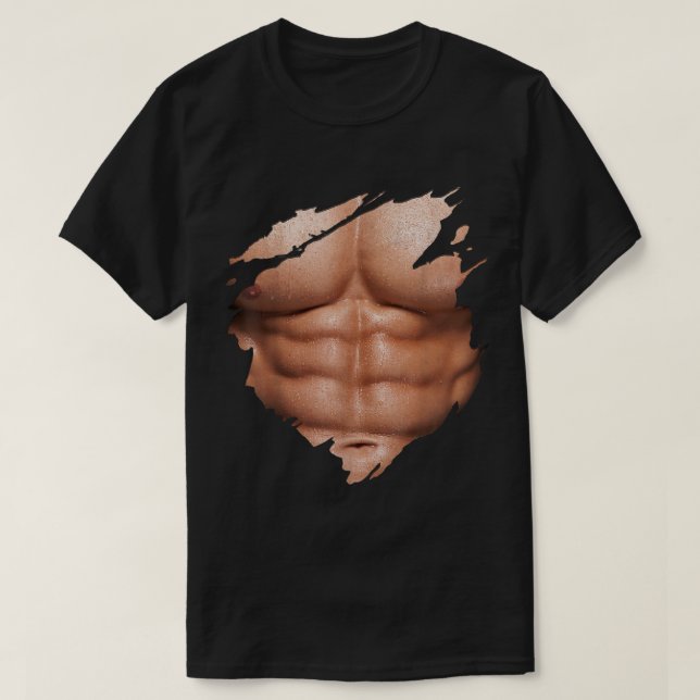 Chest Six Pack Abs Muscles Bodybuilder  T-Shirt (Design Front)