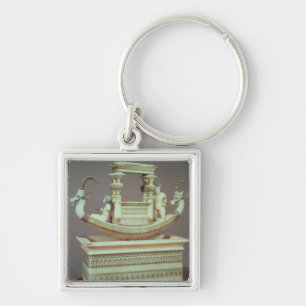 Chest with a boat decorated with two heads key ring