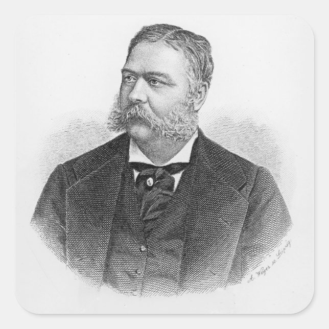 Chester Alan Arthur , engraved by A. Weger Square Sticker (Front)