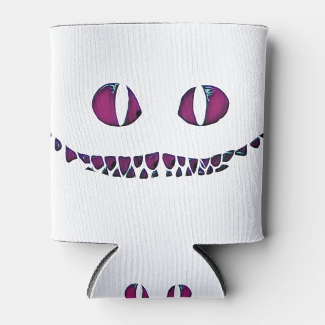 Chester cat face grin smoke Alice in wonderland Can Cooler (Front)