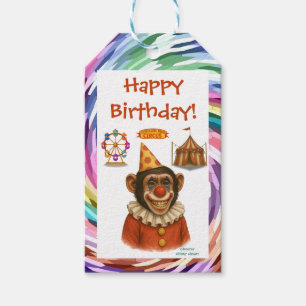 Chester, chimp clown gift tags