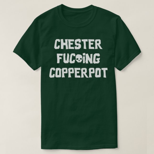 Chester Copperpot White Letters Go0nies T-Shirt (Design Front)