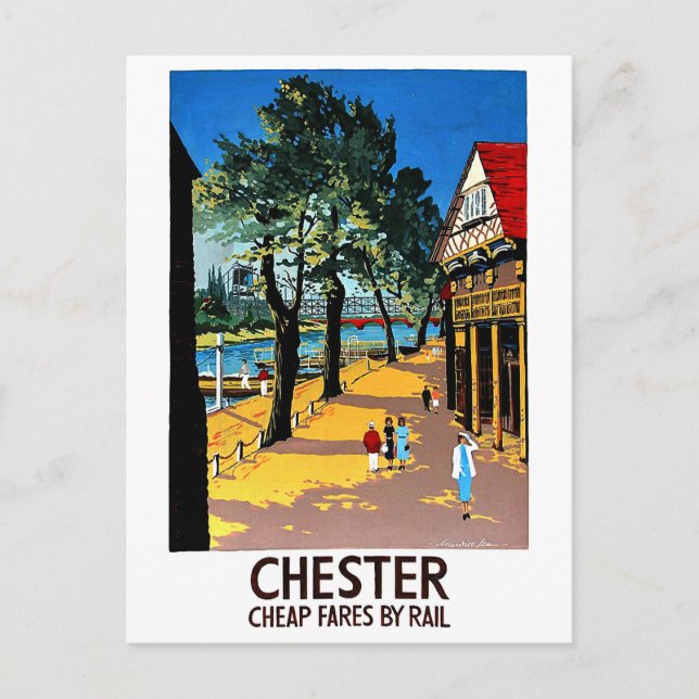 Chester, England, city dock, railway station Postcard (Front)