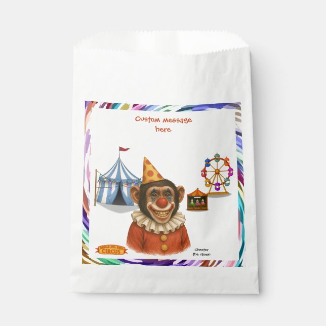 Chester the chimp clown favour bag (Front)