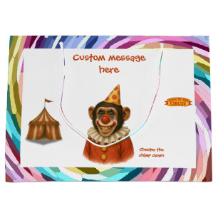 Chester the chimp clown large gift bag