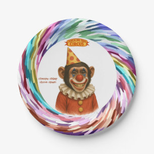 Chester the chimp clown paper plate