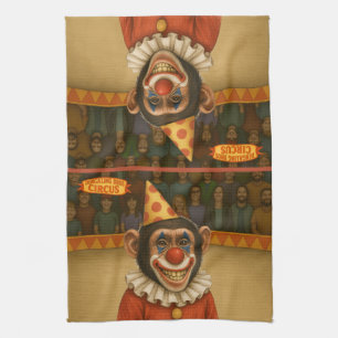 Chester the chimp clown tea towel