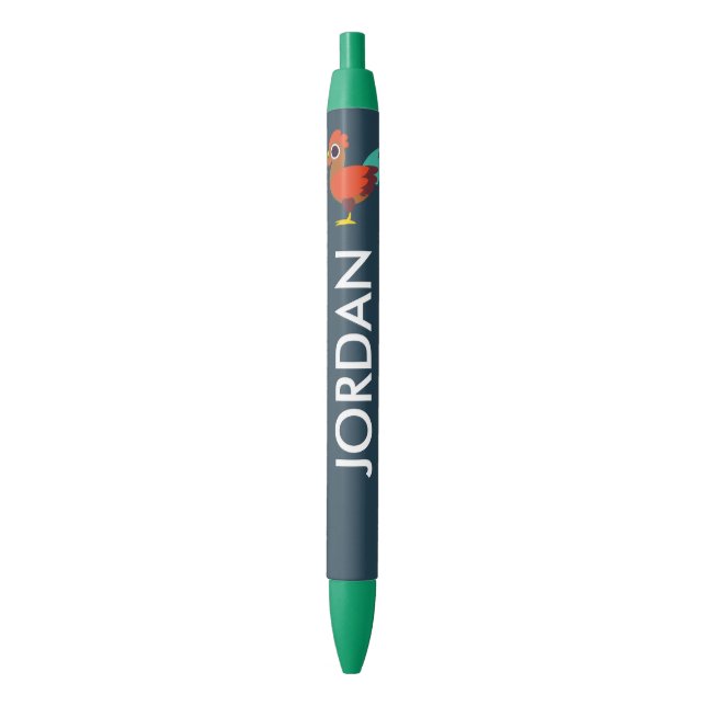 Chester the Rooster Black Ink Pen (Front Vertical)