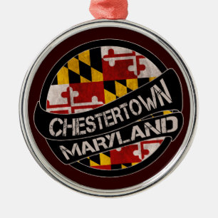 Chestertown Maryland flag grunge round ornament
