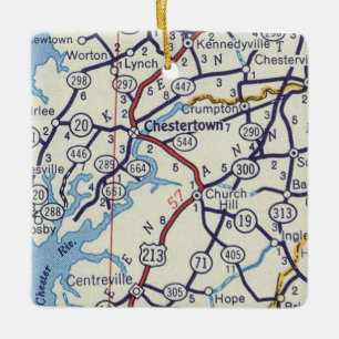 Chestertown MD Vintage Map Ceramic Ornament