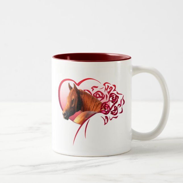 Chestnut Arab Roses Two-Tone Coffee Mug (Right)