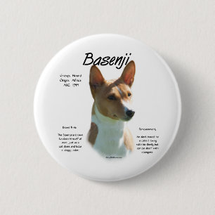 Chestnut Basenji History Design, All about Basenji 6 Cm Round Badge