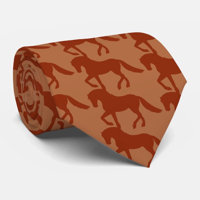 Chestnut Bay Horse Burgundy Patterned Neck Tie (Rolled)