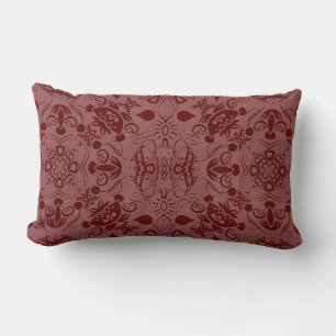 Chestnut Brown and Brick Red Flourishes Lumbar Cushion