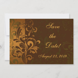 Chestnut Brown/Gold/Green Photo Save the Date