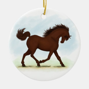 Chestnut Brown Horse Equestrian Ceramic Ornament