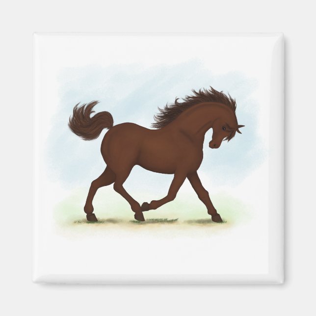Chestnut Brown Horse Equestrian Magnet (Front)