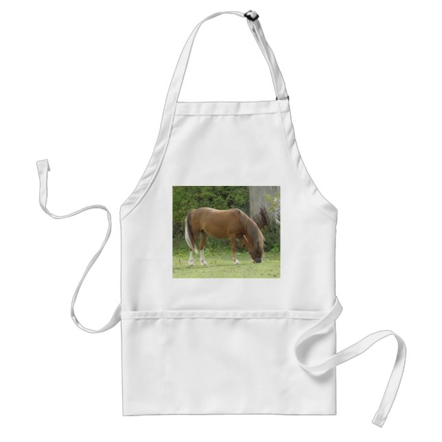 Chestnut Brown Horse Grazing Apron (Front)
