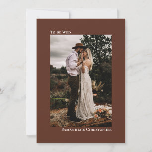 Chestnut Brown Minimalist Vertical Photo Wedding Invitation