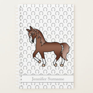 Chestnut Cartoon Trotting Horse & Custom Text Planner