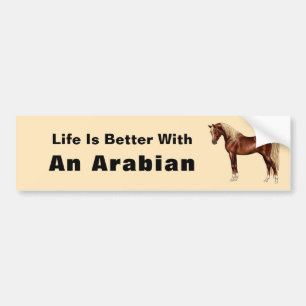 Chestnut Egyptian Arabian Horse Flaxen Mane & Tail Bumper Sticker