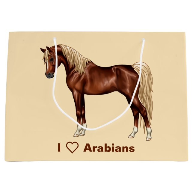 Chestnut Egyptian Arabian Horse Flaxen Mane & Tail Large Gift Bag (Front)