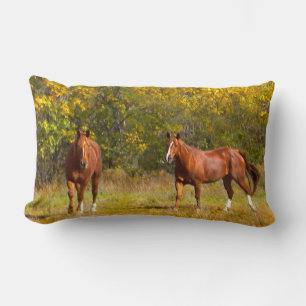 Chestnut Fall Horses Lumbar Cushion