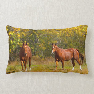 Chestnut Fall Horses Lumbar Cushion