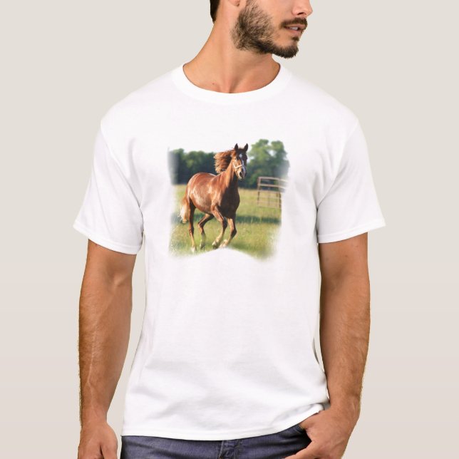 Chestnut Galloping Horse Men's T-Shirt (Front)