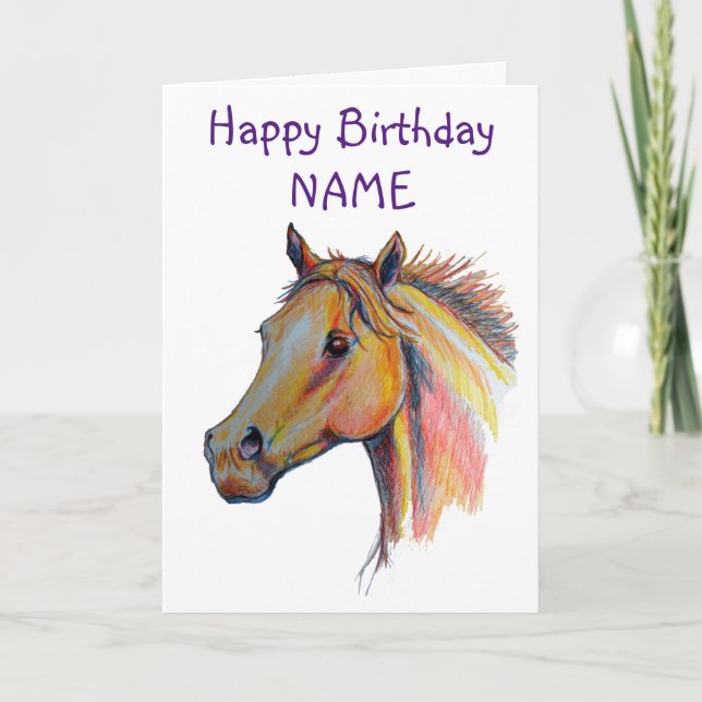 Chestnut Horse Birthday Card (Front)