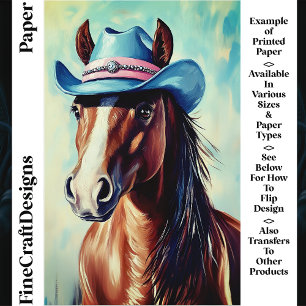 Chestnut Horse, Blue Pink Hat CS9 Craft Paper