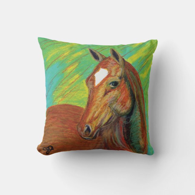 Chestnut Horse Head Art Cushion (Front)