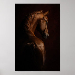 Chestnut Horse in Dramatic Light Equestrian Portra Poster